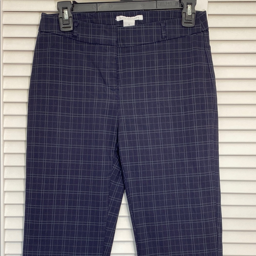 Navy Plaid Ankle Pants